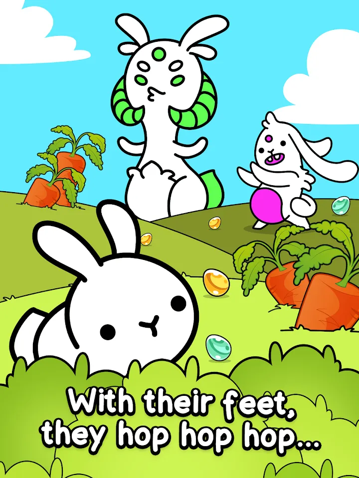 Pakartotas Rabbit Evolution mutacijų ir pieštų formų vaizdas