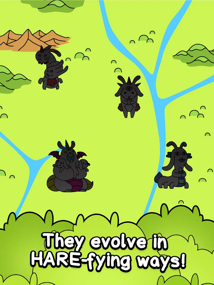 Rabbit Evolution stilizuotas ekranas su zuikiais